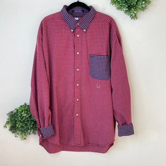 Tommy Hilfiger vintage red plaid button down shirt - Picture 1 of 5